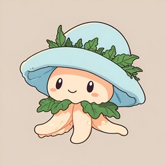 Sticker - Cute Cartoon Octopus with Hat