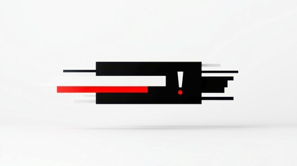 Poster - File Error Animation, animated document and exclamation icon signify data corruption, black illustration on white background, high-definition video with alpha channel, engaging motion graphic