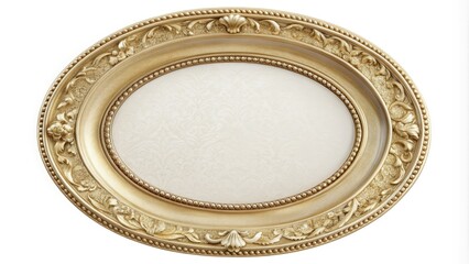 Wall Mural - Elegant gold oval frame with intricate etched details and soft, creamy white matting, perfect for showcasing cherished memories or sophisticated artwork.