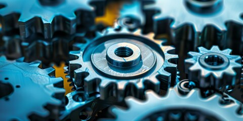 Poster - A series of interconnected gears symbolizing the synergy and interdependence of data structures in system architecture