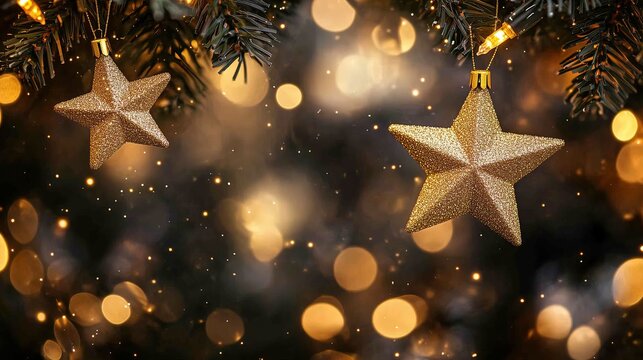 Christmas card with background and many gold stars