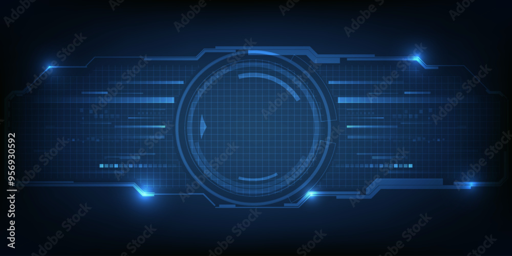 High Tech Effect Vector illustration of futuristic blue digital high technology with ...