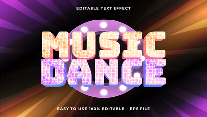 Poster - music dance gradient text style effect template, 3D glow light editable text effect
