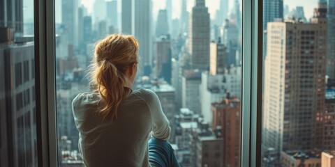 Poster - Cityscape from a Window