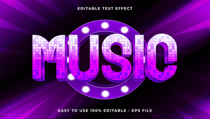Poster - music gradient text style effect template, 3D glow light editable text effect