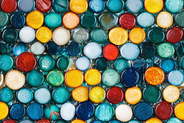 Flat lay top view texture of glass beads seamless pattern background