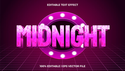 Wall Mural - midnight gradient text style effect template, 3D glow light editable text effect