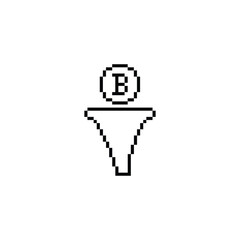 Poster - pixel funnel icon. bitcoin sign pixel art icon vector 8 bit game