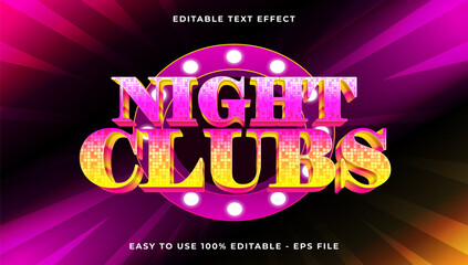 Poster - night clubs gradient text style effect template, 3D glow light editable text effect