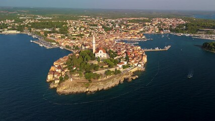 Wall Mural - capture the breathtaking beauty of rovinj, a picturesque town in croatia, with this stunning aerial 