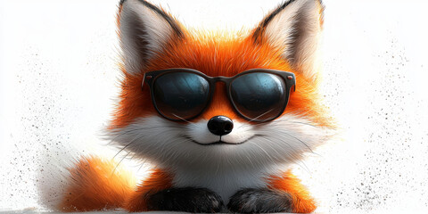 Sticker - A cute cartoon fox wearing sunglasses, looking cool and confident.