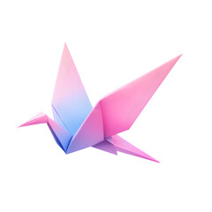 pink and blue origami bird transparent background
