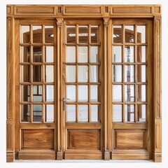 Sticker - A wooden French door with multiple glass panels