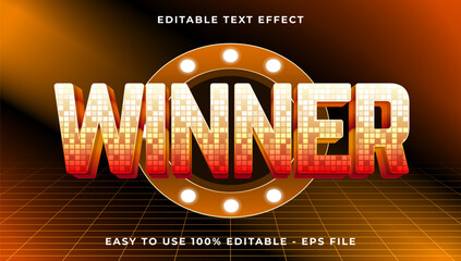 Poster - winner gradient text style effect template, 3D glow light editable text effect