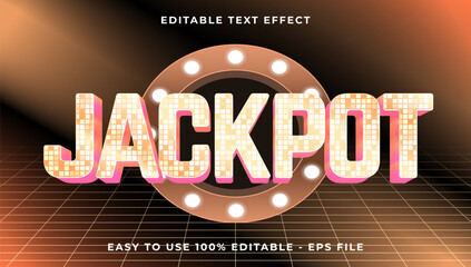 Poster - jackpot gradient text style effect template, 3D glow light editable text effect