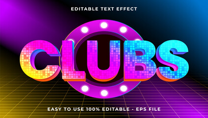 Poster - clubs gradient text style effect template, 3D glow light editable text effect