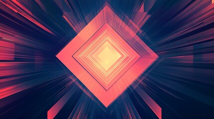 Abstract Geometric Pattern with a Central Glowing Diamond