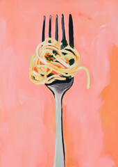 Wall Mural - Fork with Spaghetti.