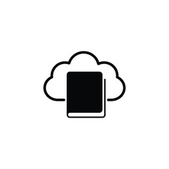 Poster -  book and cloud icon online librry sign 