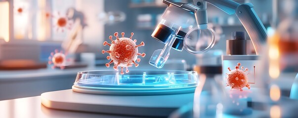 Sticker - Coronavirus Research in a Modern Laboratory.