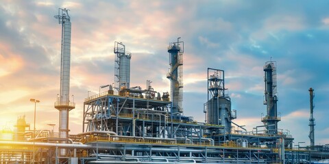 Aufkleber - Industrial equipment in a refinery setting, processing oil and gas for energy production