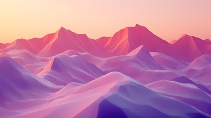 Wall Mural - Smooth Gradient Minimalist 3D Low-Poly Terrain Abstract Digital Landscape