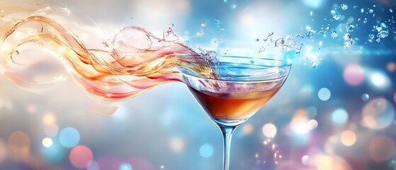 Canvas Print - Abstract Cocktail Splash with Bokeh Background.