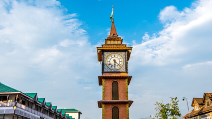 The Ghanta Ghar or Clock Tower at Lal Chowk, Srinagar is one of the main tourist attraction in Jammu and Kashmir, India