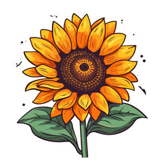 Wall Mural - sunflower flower. sunflower flower image isolated. cute sunflower drawing in flat design. vector ill