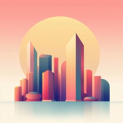 Wall Mural - Sunset Cityscape.