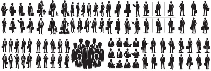 Canvas Print - vector set of business people with a simple silhouette style