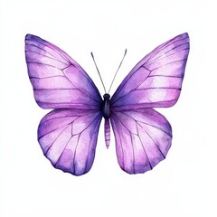 Aufkleber - Butterfly in violet on white background, watercolor illustration, lilac gorgeous butterfly