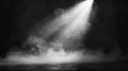 Aufkleber - Spotlight and dark fog. Rays of divine light beam down on the floor. Stock illustration.