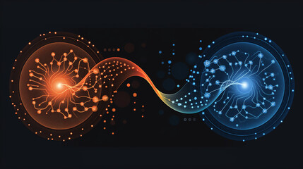 Abstract digital technology background, Algorithm Efficiency: A comparison between two algorithms, illustrating the concept of algorithmic efficiency.