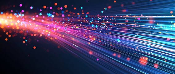 Poster - Colorful circular lines on a dark blue background