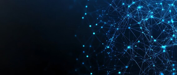 Leinwandbilder - 3d illustration of abstract futuristic - technology with polygonal shapes on dark blue background. Design concept of digital technology.