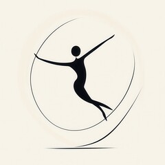 Wall Mural - Abstract Silhouette of a Person Jumping Through a Hoop.