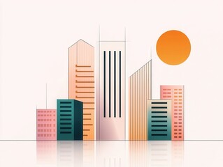 Sticker - Cityscape with Sun.