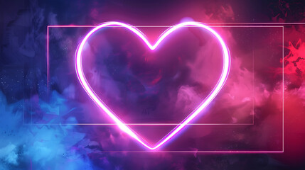 Heart neon Futuristic sign frame pink blue