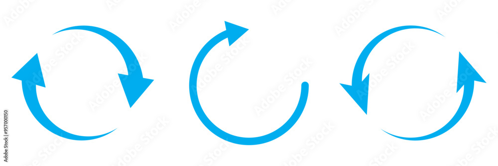 Circle arrows icon set. Round reload sign, repeat icon, refresh icon ...