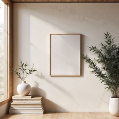 Wall Mural - Mockup frame in home interior background, mockup frame design, frame mockup