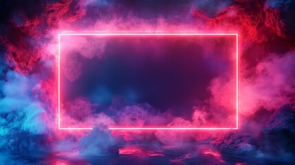 Poster - 3D blank banner background featuring vibrant lighting