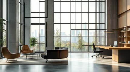 Poster - Modern business real estate office with sleek with no people