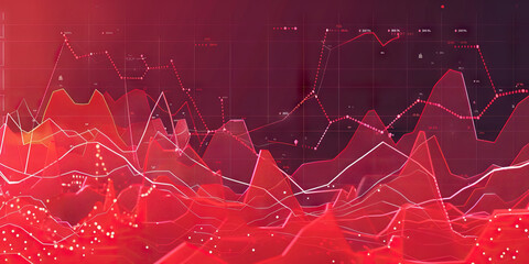 Red Line Charts with Industrial Color Palettes for Economic Reports