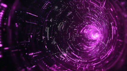 Poster - Abstract Pink and Black Digital Tunnel with Circular Patterns