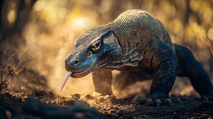 Wall Mural - Komodo Dragon Close Up: A Majestic Reptile in its Natural Habitat