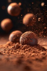 Wall Mural - Chocolate truffles with cocoa powder dusting