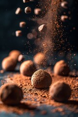 Wall Mural - Chocolate truffles with cocoa powder dusting