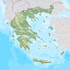 blank topographic map of Greece