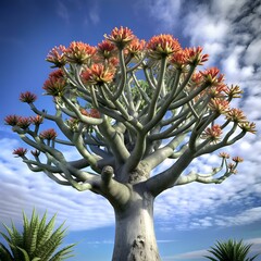 Stunning 3D illustration of a Cockspur Coral Tree in full bloom.